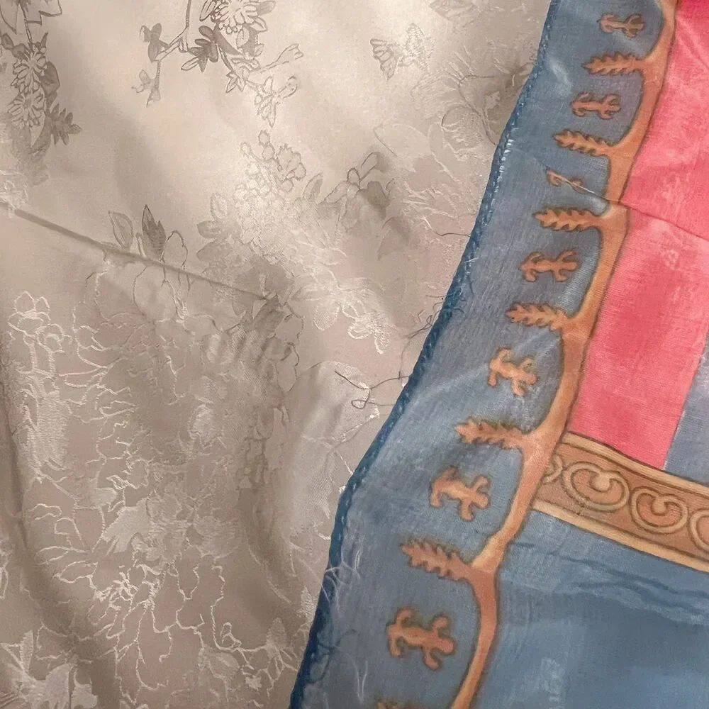 Vintage Sheer Equestrian Scarf Colorblocking 25
